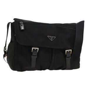 PRADA Shoulder Bag Nylon Black Silver Auth sw1204